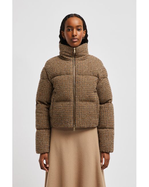 ★【MONCLER】Piumino corto boucle Seboune in lana★ダウン Beige & Black Seboune Wool Bouclé Short Down Jacket - Short