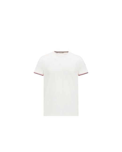 Moncler White Moncler Tricolour-Trimmed Cotton T-Shirt for men