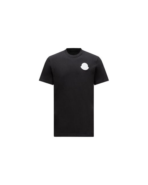 Moncler T-Shirt aus Baumwoll-Jersey mit Logoapplikation in Black für Herren