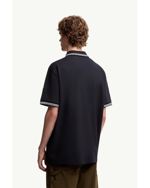 Polo De Piqué De Algodón Con Logotipo Bordado, Hombre, Talla Moncler de hombre de color Black