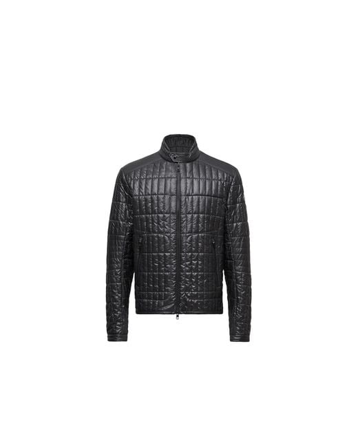 Moncler Black Lasne Vertical-Quilted Padded Biker Jacket for men