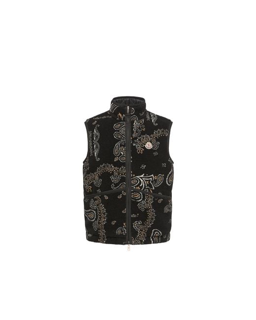 Moncler Black Moncler Reversible Paisley Print Padded Teddy Gilet for men
