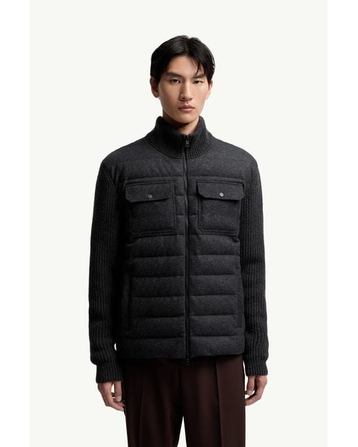 Moncler Wattierte Strickjacke Aus Wolle Mit Reißverschluss, Herren, Größe in Black für Herren
