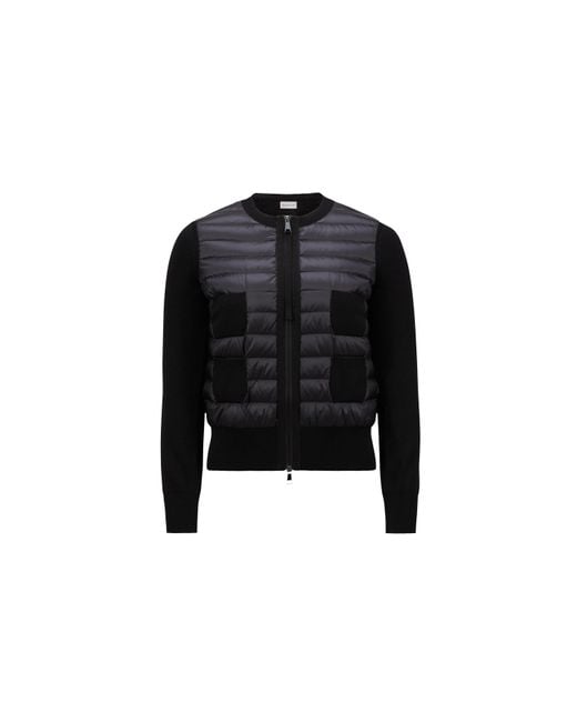 Moncler Black Padded Wool Zip-Up Cardigan