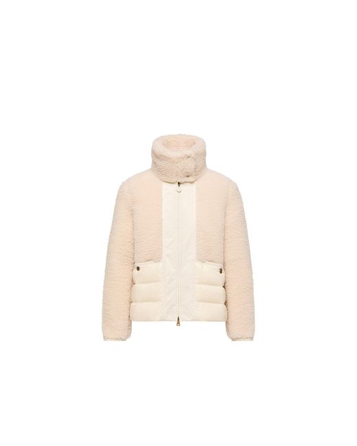 Moncler Natural Moncler Glorieux Hooded Teddy Short Down Jacket