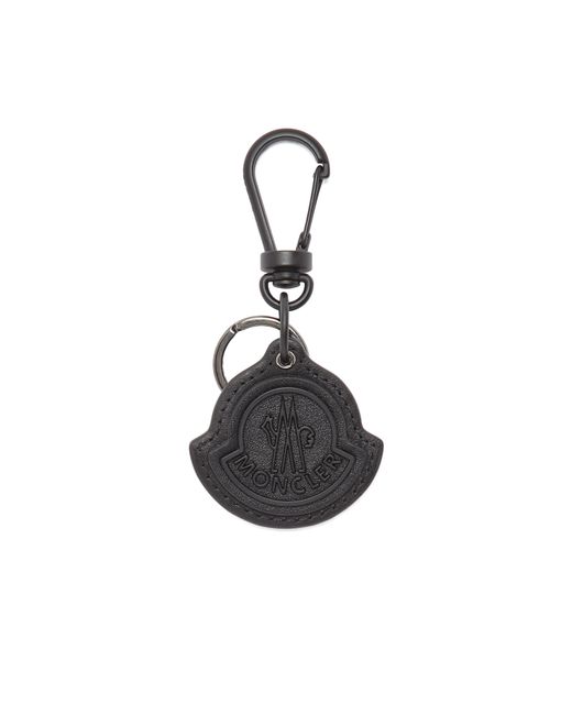 Moncler Black Logo Leather Key Ring for men