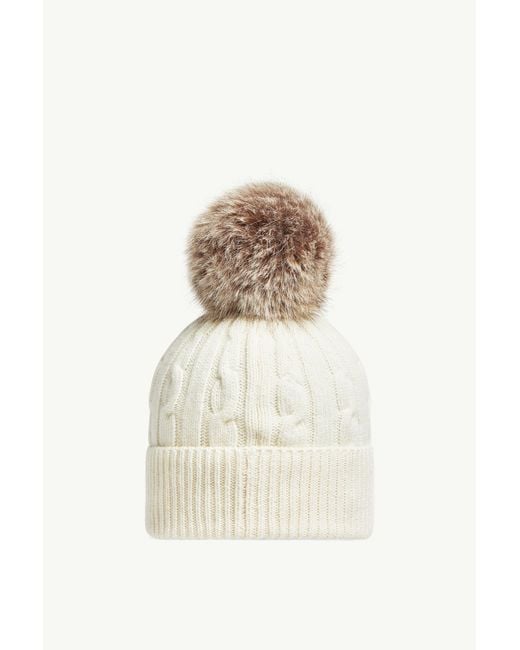 Moncler Natural Wool & Cashmere Beanie With Pom Pom