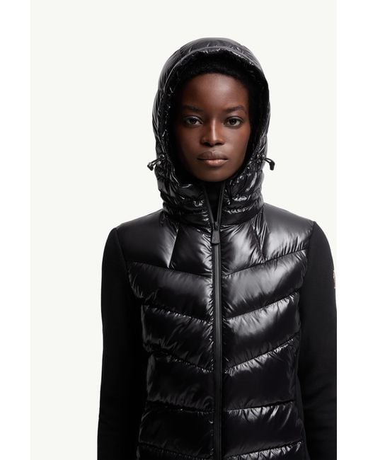 Cardigan Zippé En Molleton Matelassé Moncler en coloris Black