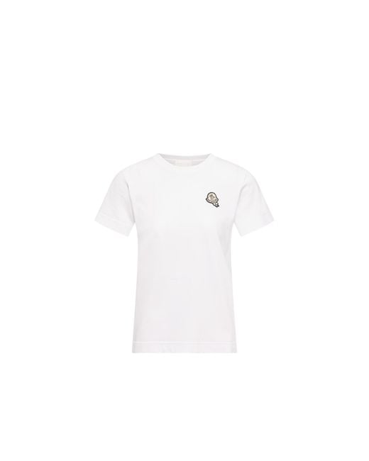 Moncler White Moncler Logo Patch Cotton T-Shirt