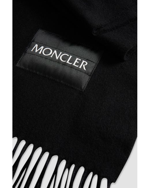 Moncler Black Wool Logo Scarf for men