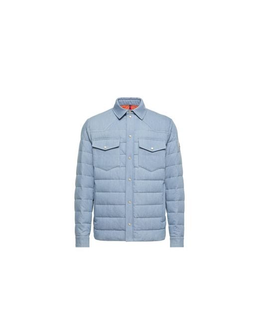Moncler Blue Moncler Tiriol Denim Down Shirt Jacket for men