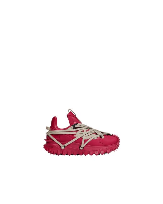 Moncler Red Moncler Trailgrip Megalace Leather Trainers