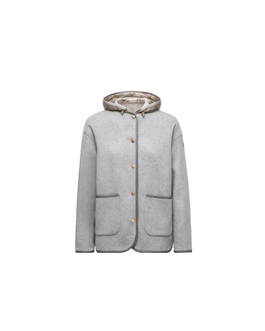 Moncler Gray Reposse 3-In-1 Wool & Cashmere Short Down Jacket