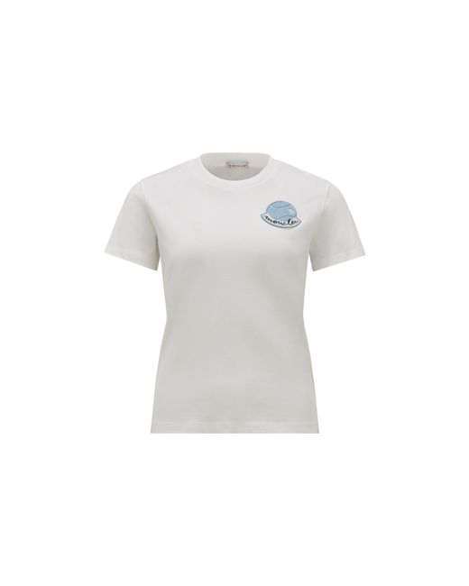 Moncler Gray T-shirt mit tennis-logoaufnäher