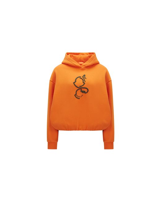 Moncler Orange Embroidered Logo Hoodie