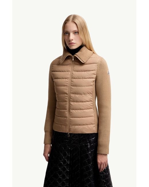 Moncler Natural Padded Wool Zip-Up Cardigan