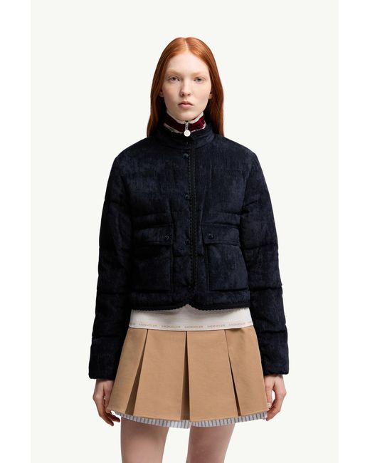 【MONCLER】ESSARTS BRAIDED TRIM ショートダウンジャケット Beige Essarts Braided Trim Corduroy Short Down Jacket