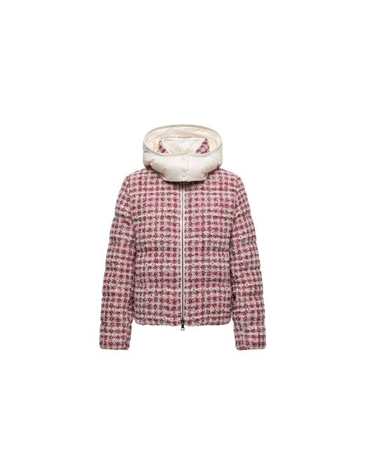 Moncler Black Andronne Tweed Hooded Short Down Jacket