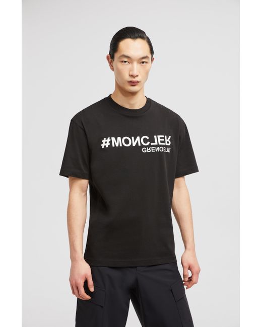 Camiseta De Algodón Con Logotipo Efecto Espejo, Hombre, Talla Moncler de hombre de color Black