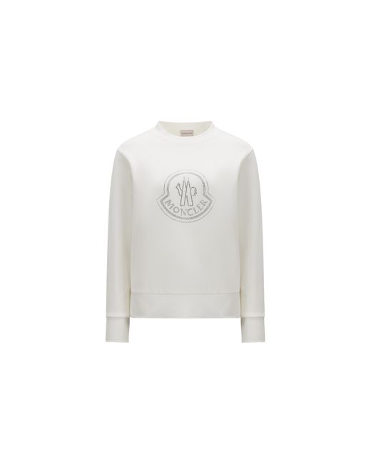 Moncler White Crystal Logo Sweatshirt