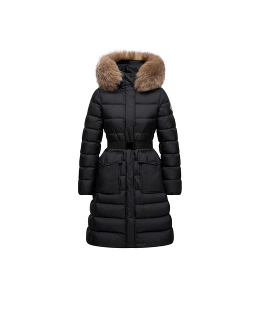 Piumino Lungo Khloesse Con Cappuccio E Orlo di Moncler in Black