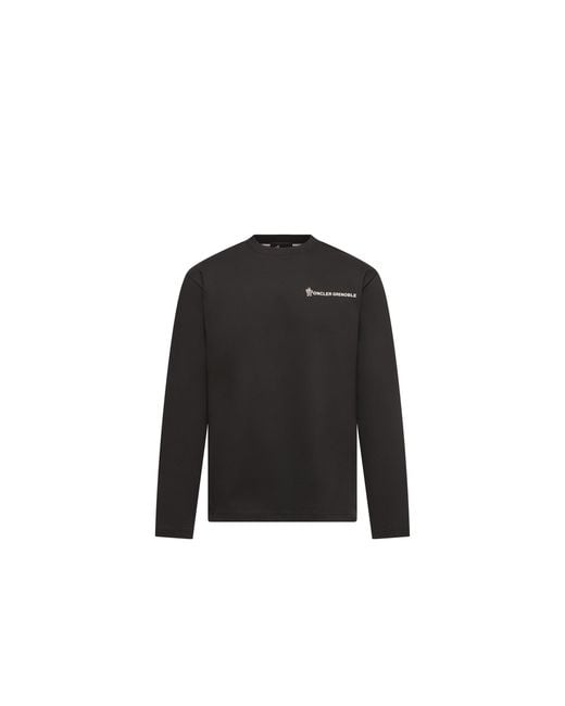 Moncler Black Moncler Logo Long Sleeve Cotton T-Shirt for men