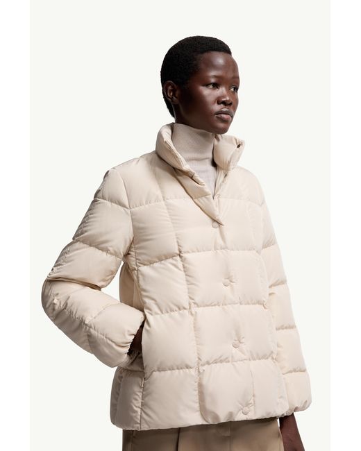 Moncler Natural Cochevinne Square-Quilted Short Down Jacket