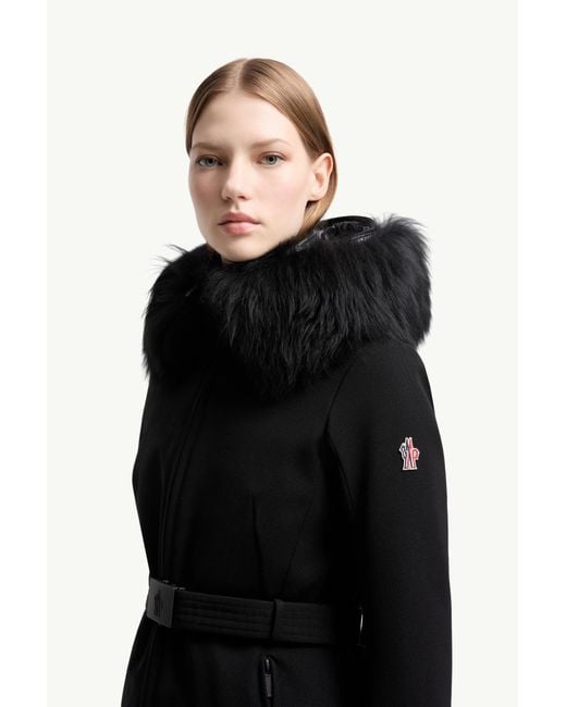 Moncler Black Bauges Daunen-Skijacke Mit Kapuze Und Shearling-Besatz, Damen, Größe