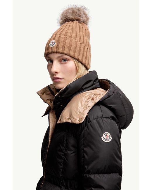 Gorro De Lana Con Pompón, Mujer, Talla Moncler de color Brown