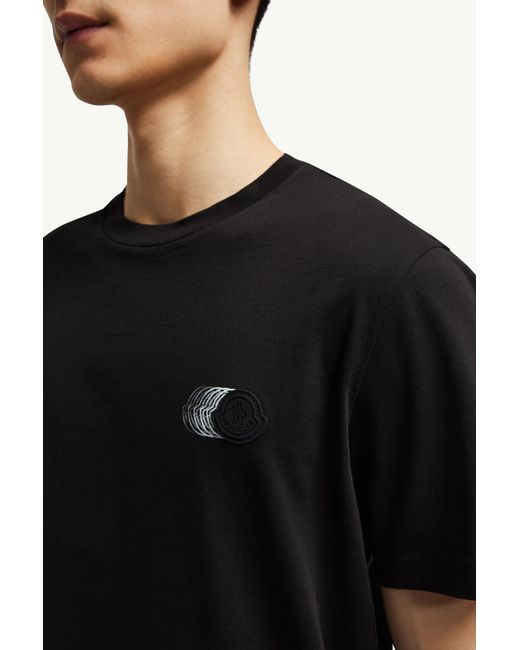 Camiseta De Algodón Con Motivo De Logotipo Difuminado, Hombre, Talla Moncler de hombre de color Black