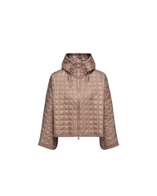 Moncler Brown Moncler Hooded Square-Quilted Padded Cape