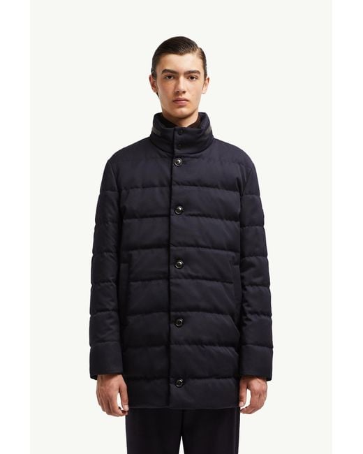 Moncler Blue Vallonpierre Hooded Long Down Jacket for men