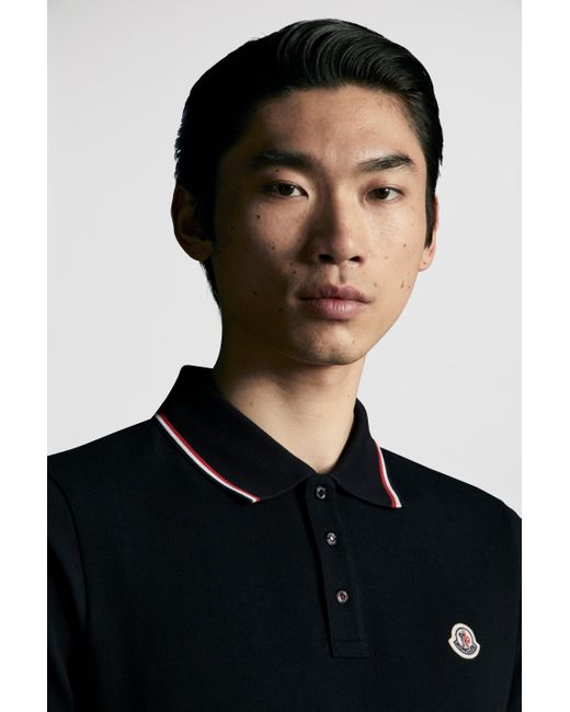 Moncler Dreifarbig Abgesetztes Piquet-Poloshirt Aus Baumwolle, Herren, Größe in Black für Herren