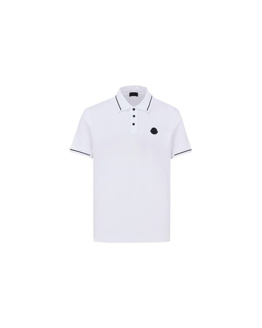 Moncler Logo Patch Polo Shirt White for men