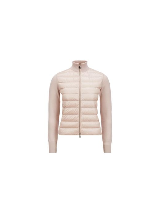 Cardigan Zippé Matelassé En Laine Moncler en coloris Pink