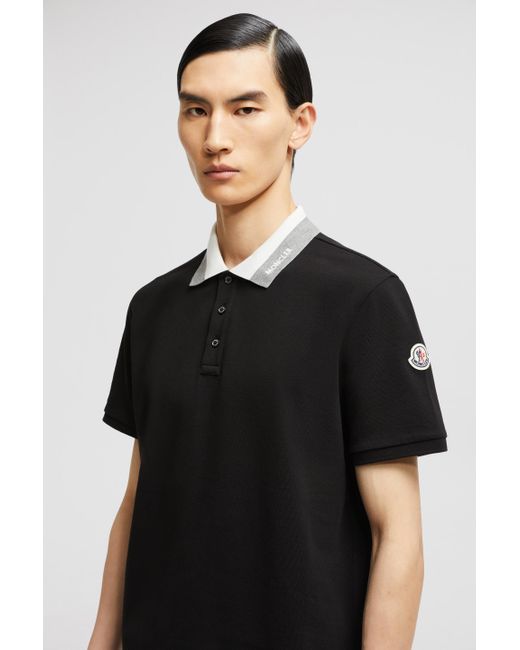 Moncler Piquet-Poloshirt Mit Gesticktem Logo Aus Baumwolle, Herren, Größe in Black für Herren
