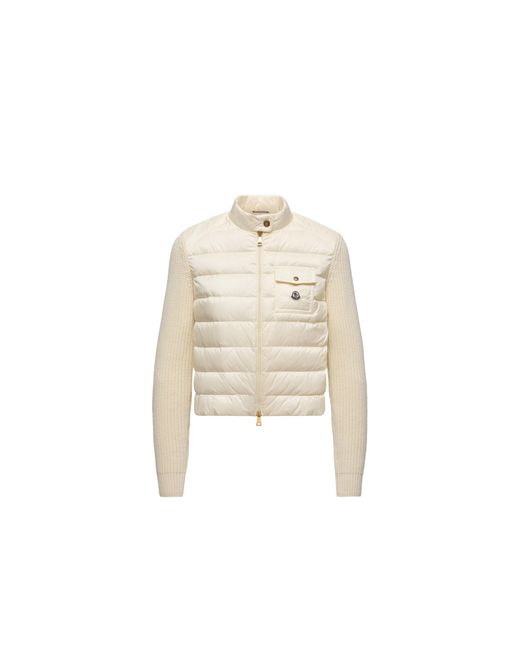 Cardigan Zippé Matelassé En Laine Moncler en coloris Natural