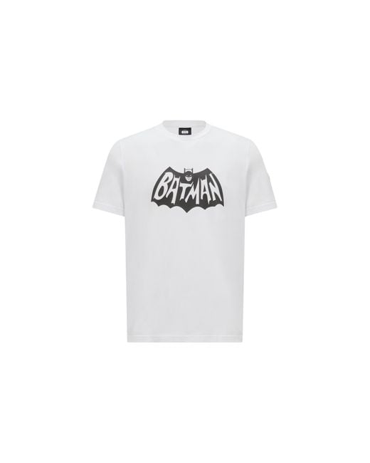 Moncler Rubberized Batman Logo Cotton T-Shirt in White for