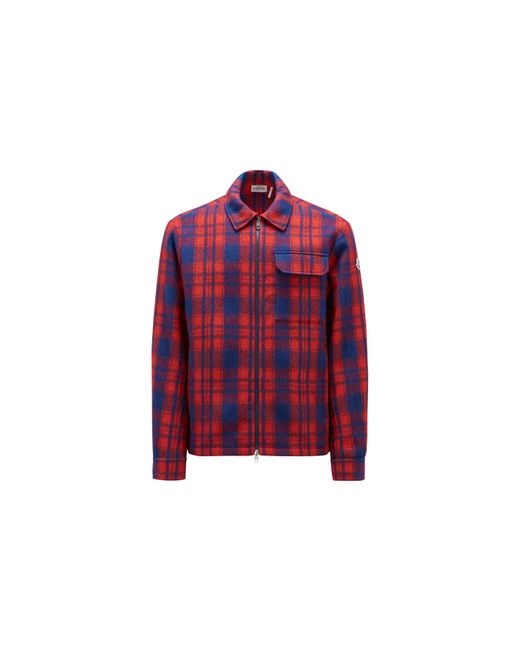 Moncler Red Plaid Wool Shirt for men
