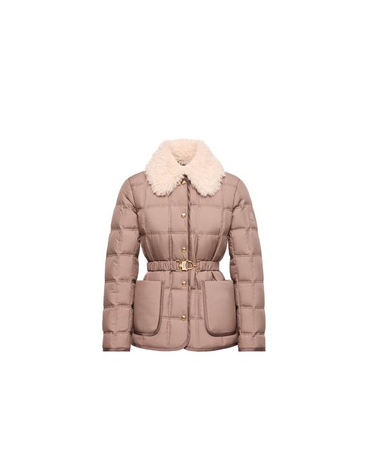 Moncler Pink Moncler Cygnes Belted Short Down Jacket