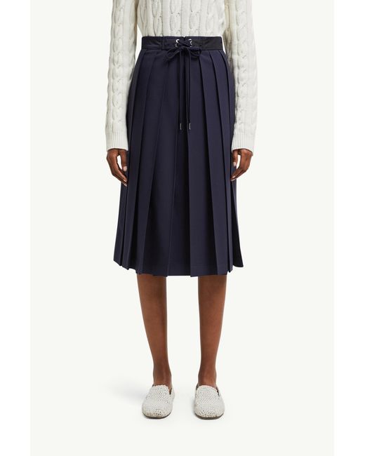 Moncler Blue Wool Blend Pleated Midi Skirt
