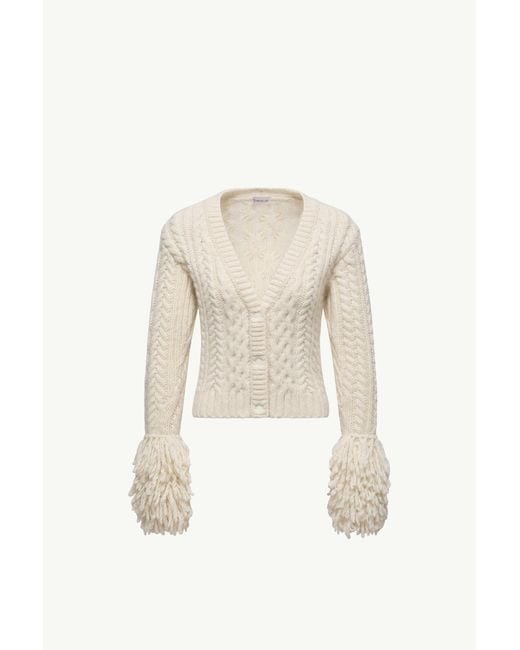Moncler Natural Strickjacke Mit V-Ausschnitt Aus Alpakamischung, Damen, Größe