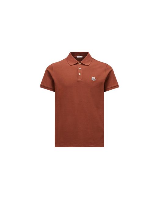 Moncler Brown Logo Patch Polo Shirt for men