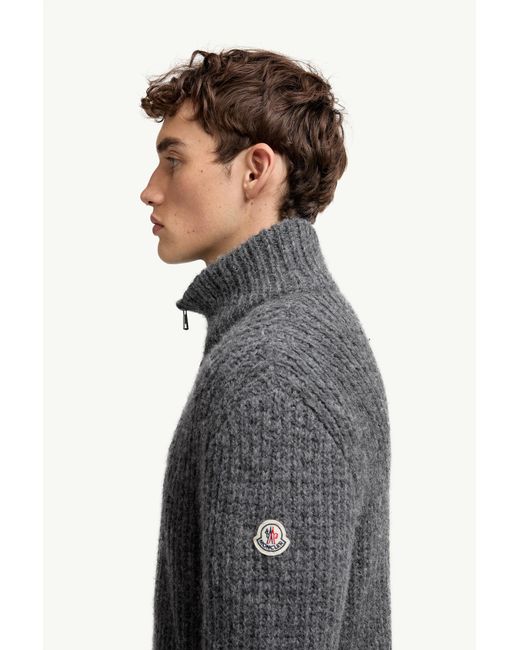 Moncler Gray Alpaca & Wool Zip-Up Cardigan for men