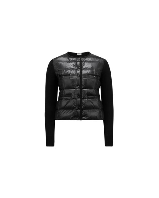 Moncler Black Padded Wool Cardigan