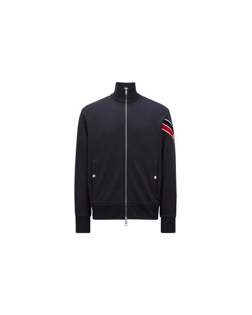 【大人気！】MONCLER☆Tricolourアクセントジップアップフード Moncler Tricolour Accent Zip-up Hoodie Black | ONU