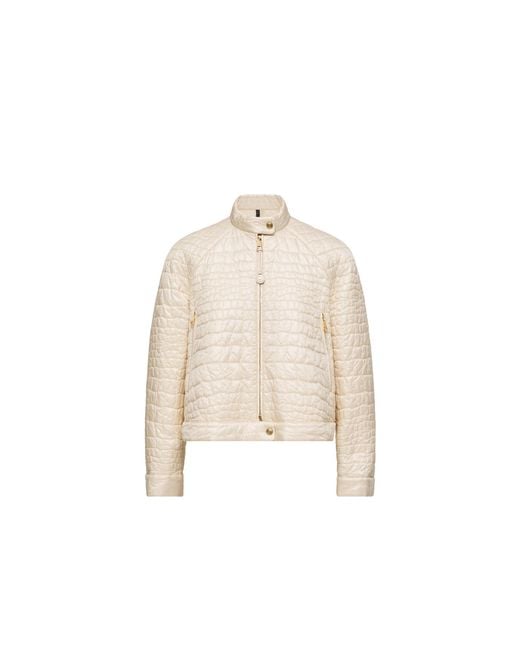 Moncler Natural Moncler Aubrieta Geometric-Quilted Short Down Jacket