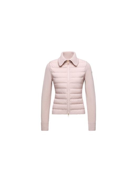 Moncler Pink Moncler Padded Zip-Up Wool Cardigan