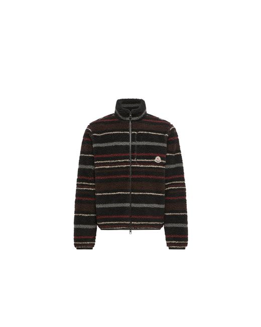 Moncler Black Moncler Striped Teddy Zip-Up Cardigan for men