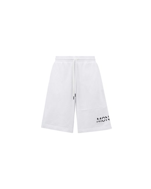 Moncler Cotton Logo Shorts in White for Men | Lyst